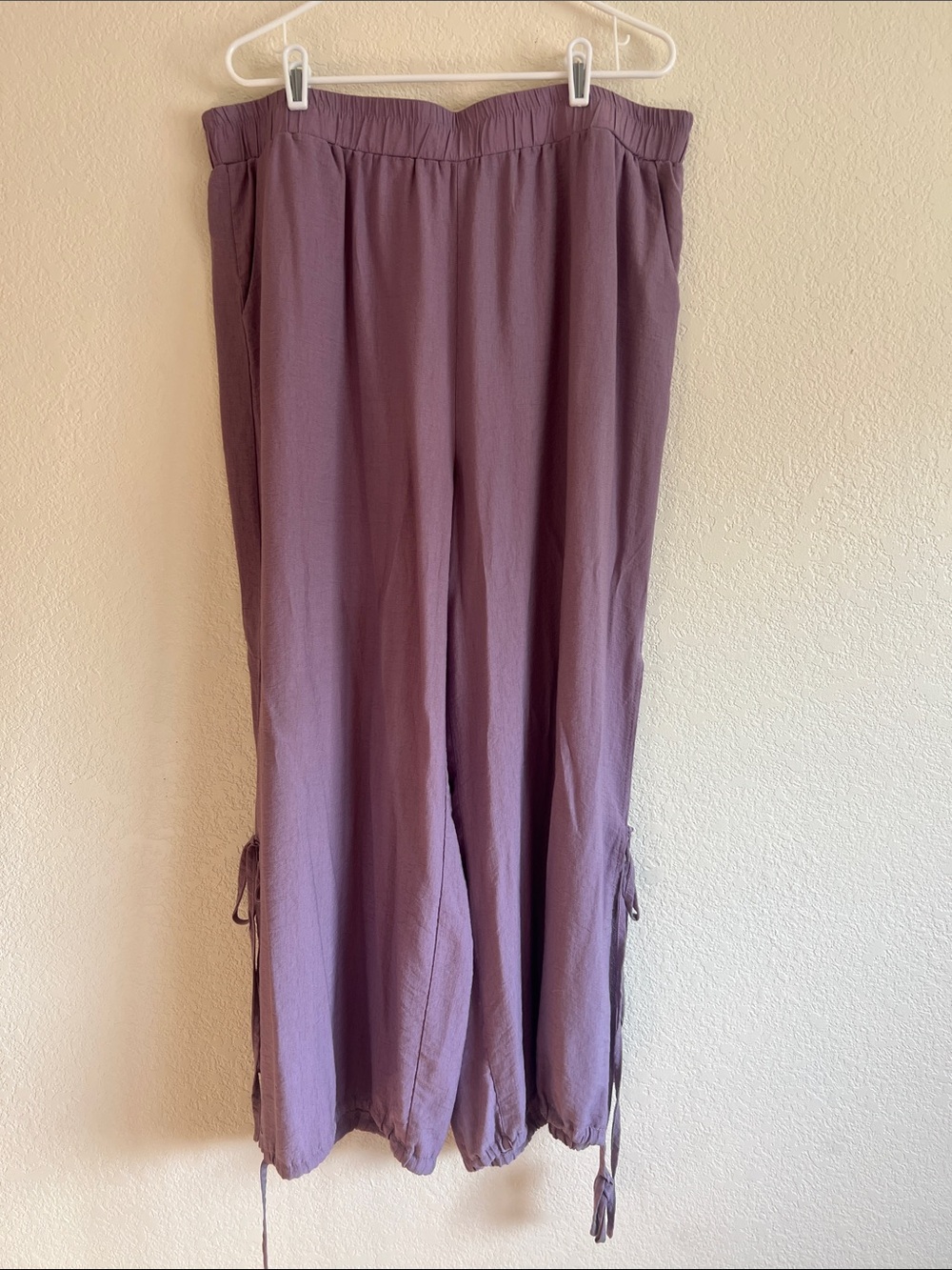 Shein Mauve Wide Leg Ankle Tie Pants